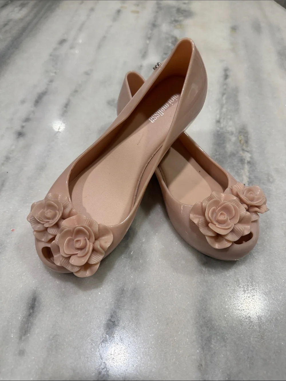 Mini Melissa Nude Pink Floral Jelly Flats